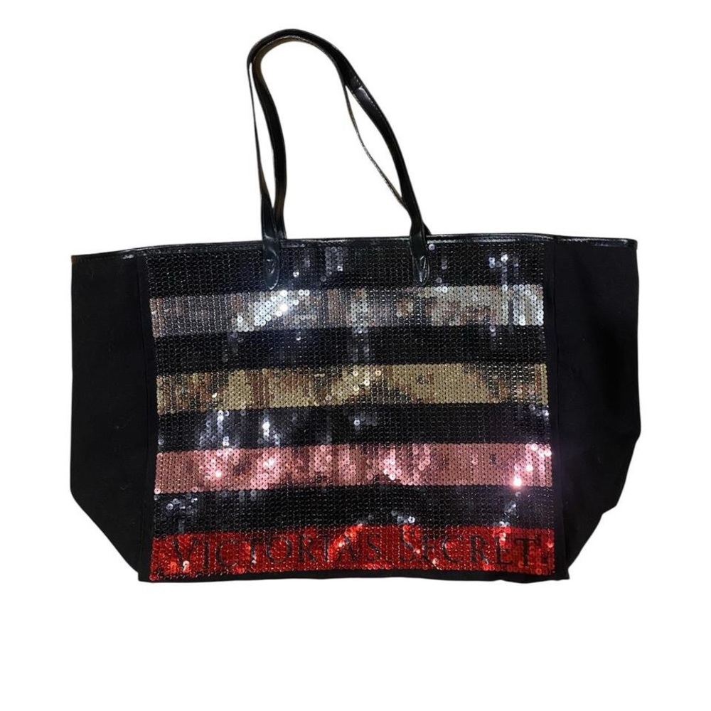Victoria’s Secret 2017 black sequin stripe tote bag